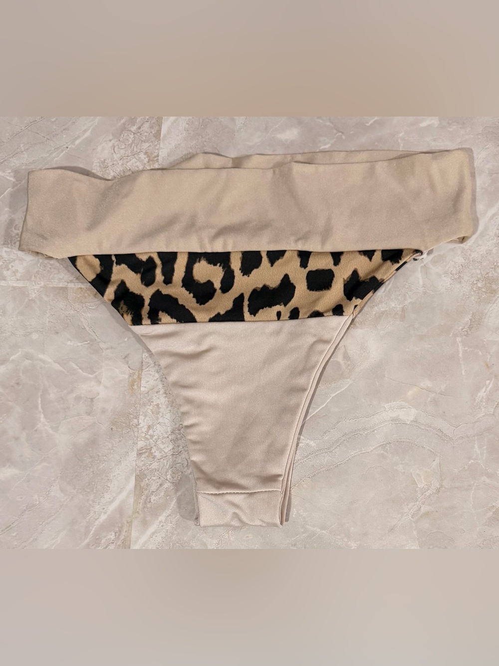 Kids Beige Leopard-Accent Swim Bottoms